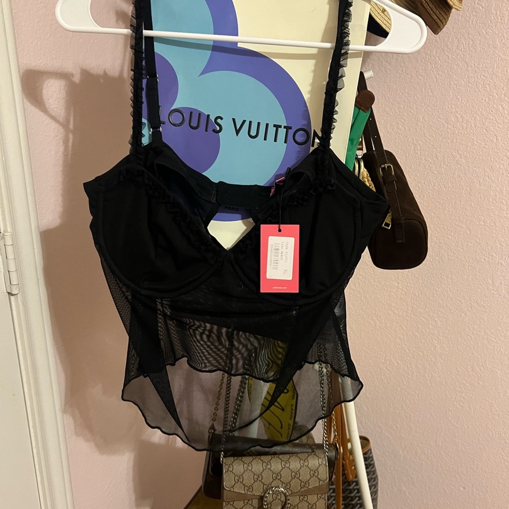 PacSun Black Sheer Bustier Top
